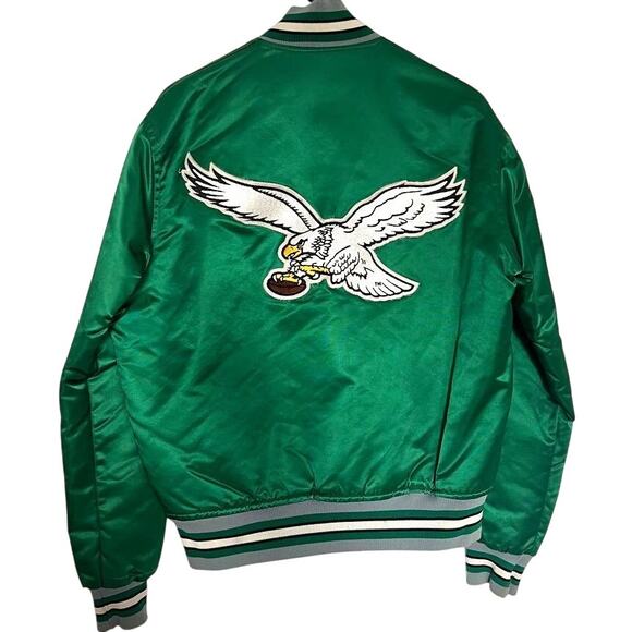 Philadelphia Eagles 80s STARTER satin BIRD bomber jacket M kelly green NFL vtg
